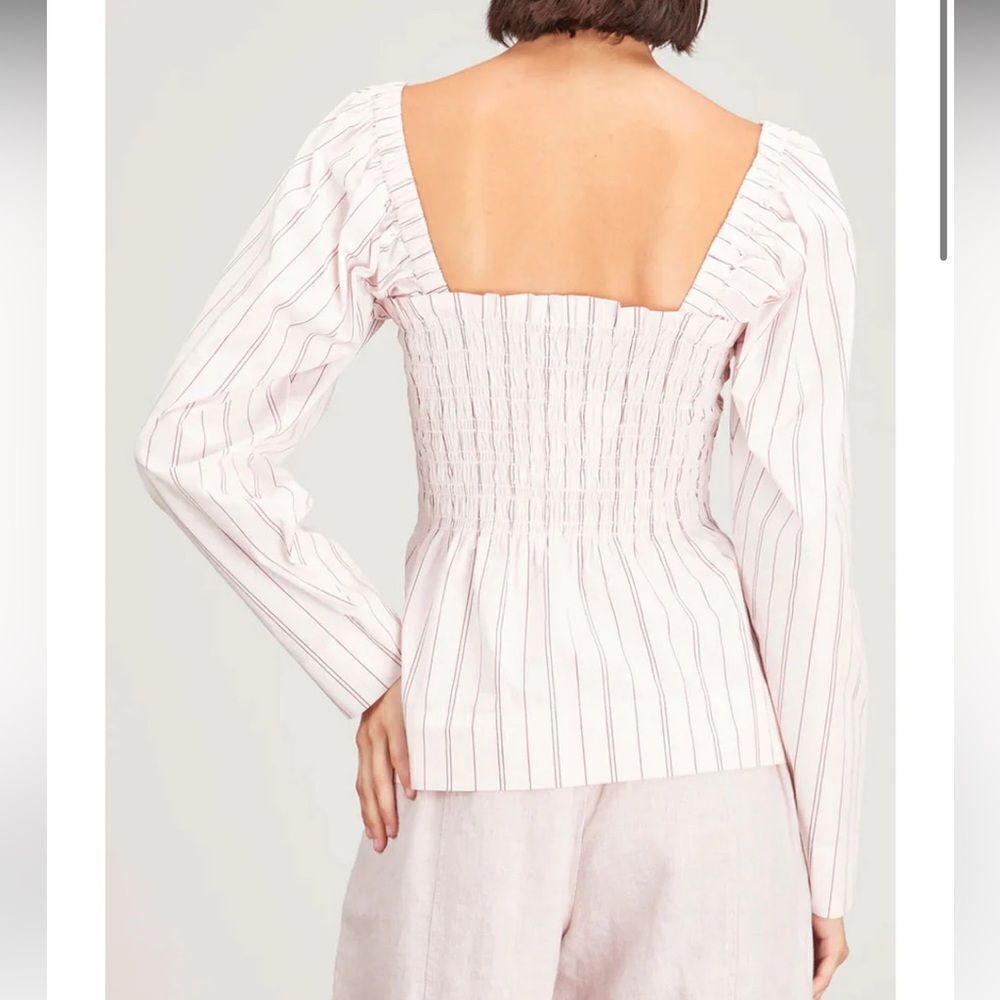 Ganni Shrinking Violet Pink Cotton Smock Top Blouse - Picture 9 of 10